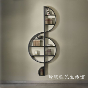 新品欧式铁艺音符壁挂置物架创意墙上隔板客厅背景墙格子卧室书架
