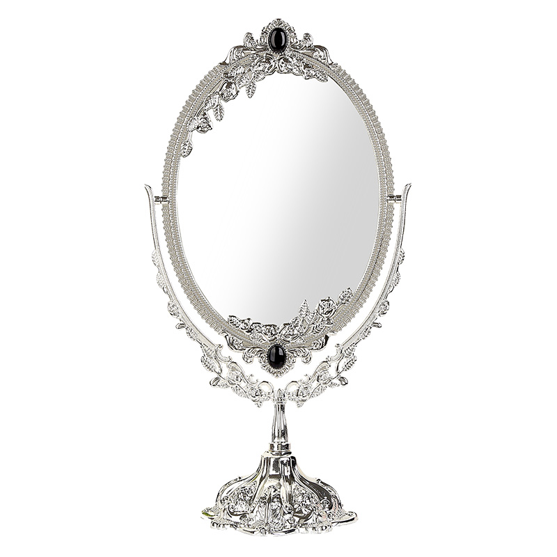 欧式复古镜子化妆镜双面 创意公主梳妆台台式梳妆镜金属大号高清