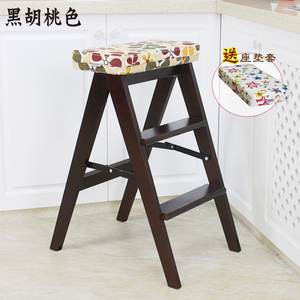 折叠凳实木折叠梯凳厨房凳子多功能便携木梯子折叠椅家用两用梯椅
