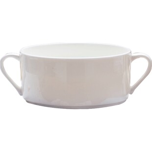 贝玉纯白陶瓷蒸蛋碗家用双耳早餐碗儿童甜品碗骨瓷沙拉碗西餐汤碗
