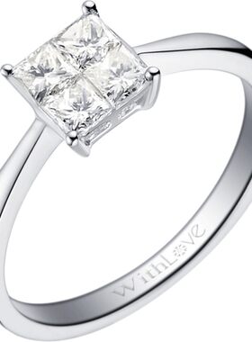 WithLove18K金方形钻石女戒定制
