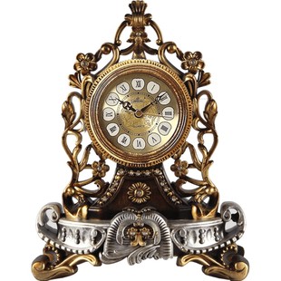 丽盛欧式座钟客厅静音床头柜钟表复古台钟创意摆件时钟装饰石英钟