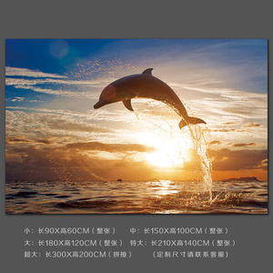 海底世界墙纸自粘墙贴墙画防水婴儿游泳馆海豚海洋定制壁画背景墙