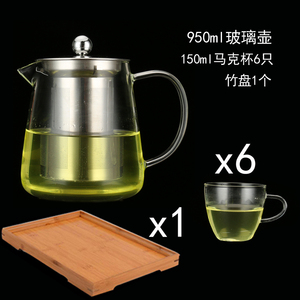 防爆裂 耐热玻璃不锈钢过滤花茶壶功夫红茶具泡茶杯冲茶器