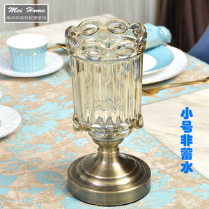 高档新古典欧式古铜水晶玻璃花瓶样板房家居装饰客厅餐桌花瓶摆件
