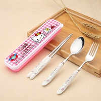 Розовая розовая коробка (палочки для еды+ложка+вилка)