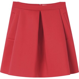 【9.9/件】EPTISON冬装半身裙中腰纯色A字裙超短裙时尚红色裙子潮