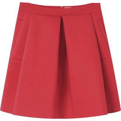 【9.9/件】EPTISON冬装半身裙中腰纯色A字裙超短裙时尚红色裙子潮
