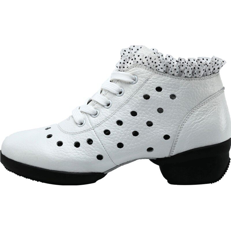 恋上舞夏季广场舞鞋真皮现代舞蹈鞋女成人软底透气健身爵士跳舞鞋