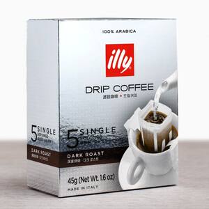 illy意大利挂耳咖啡中深烘焙滤挂黑咖啡粉45g/盒4盒装