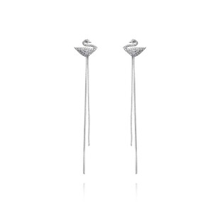 耳环韩国气质长款女个性百搭吊坠简约耳坠黑天鹅流苏耳线银针耳钉