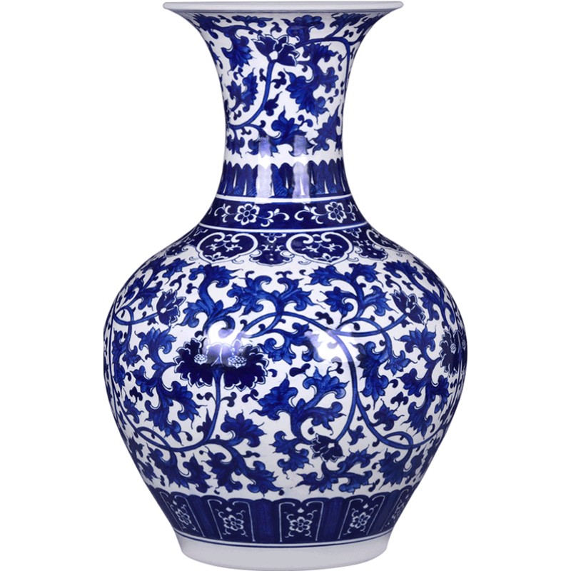 景德镇陶瓷器仿古青花瓷花瓶大号落地中式家居客厅插花装饰品摆件