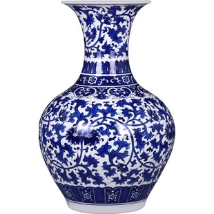 景德镇陶瓷器仿古青花瓷花瓶大号落地中式家居客厅插花装饰品摆件