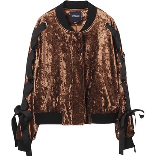 【9.9/件】EPTISON春季新款韩版时尚丝绒短外套女直筒立领短外套