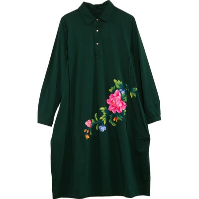 胖mm手绘民族风遮肚宽松藏肉裙子