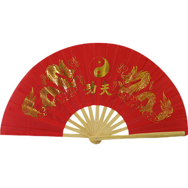 包邮富贵牡丹扇双面功夫太极
