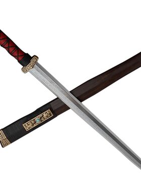 手工锻打八面花纹钢防身短剑礼品