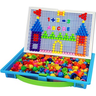 创意蘑菇钉组合拼插板玩具拼图丁儿童益智3-7周岁宝宝积木男女孩