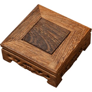 东方泥土 鸡翅木实木底座花瓶花盆栽鱼缸茶壶玉石摆件方形托架