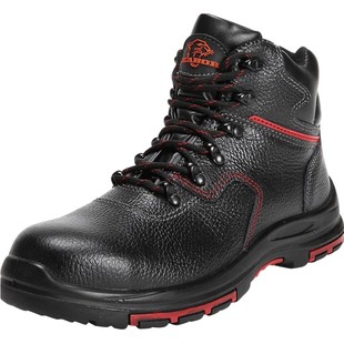 吉豹防砸防刺穿防静电橡胶底男女耐磨工地防滑安全劳保鞋牛皮