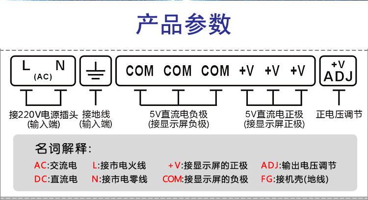 厂LED显示屏广告屏散件组装成品5V40A200W专用电源变压稳压器促