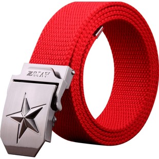 战术鸟(五角星)本命年红腰带属马红色帆布皮带男针织腰绳编织裤带