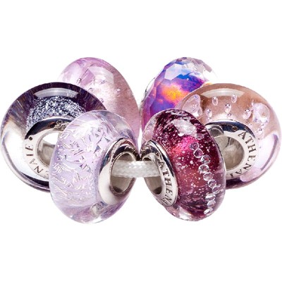 athenaie浪漫紫色炫彩银芯琉璃珠