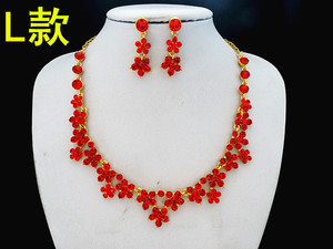 韩式新娘饰品水钻项链女耳环两件套简约套装结婚纱礼服百搭配饰品