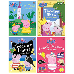 【预售】Peppa Pig小猪佩奇贴纸书4册套装 童话/寻宝/剧场 英文原版 适合3-6岁