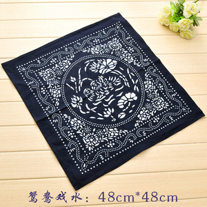 乌镇蓝印花布防尘罩茶几盖布盖巾少女艺术头巾田园小方巾酒店餐巾