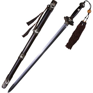 鎏金错银四兽清剑花纹钢传统铜装烧刃长剑龙泉市泉字号宝剑未开刃