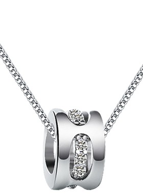 纯银项链女镶嵌施华洛人工锆石小蛮腰 小众设计感锁骨链森系