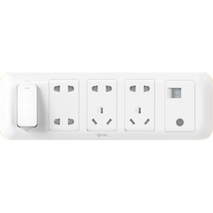 公牛开关插座面板一开带五孔多孔家用TV电视网络客厅电脑电视插座