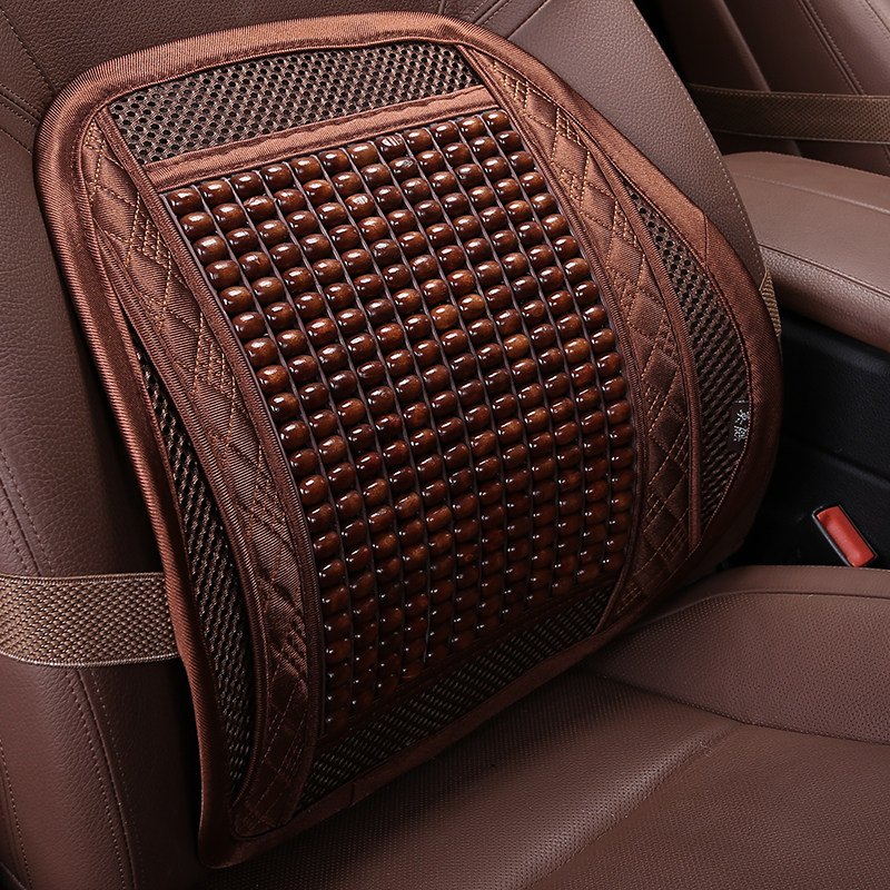 夏季通风透气汽车腰靠腰垫腰托支撑座椅木珠按摩护腰靠背坐垫凉垫
