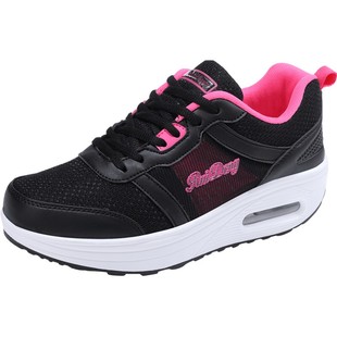 2025网面透气厚底摇摇鞋气垫减震运动休闲鞋女百搭旅游鞋冬季