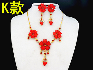 韩式新娘饰品水钻项链女耳环两件套简约套装结婚纱礼服百搭配饰品