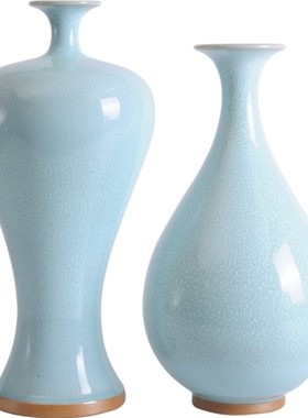 仿古汝窑瓷器大花瓶客厅装饰摆件