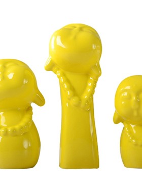 三个和尚没水喝现代隔板静心摆件