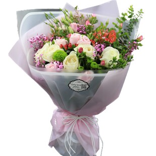 苏州鲜花速递同城送花上门粉红玫瑰花束混搭向日葵花束生日鲜花店