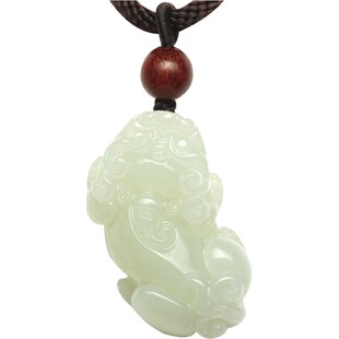 七彩云南天然和田玉青白玉霸王貔貅软玉坠玉吊坠玉坠玉挂件颈饰