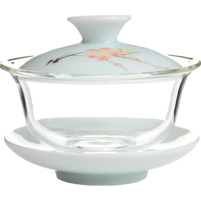 永利汇耐热加厚玻璃陶瓷手绘盖碗