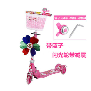 加厚加宽闪光三轮儿童滑板车带减震可折叠滑滑车踏板车单脚溜溜车
