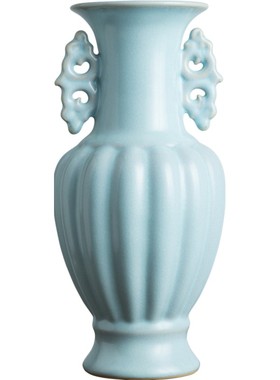 仿古汝窑工艺品瓷器花瓶客厅摆件