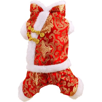 狗狗冬装过年喜庆唐装棉衣四脚衣
