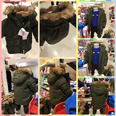 Пуховики gap专柜代购 男幼童 简洁纯色仿毛帽边连帽羽绒服231092