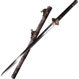 牡丹唐剑 手工花纹钢覆土烧刃宝剑唐横刀道具刀剑摆件礼物未开刃