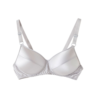 就曼100%桑蚕丝文胸无钢圈薄款 真丝内衣聚拢中老年妈妈胸罩夏 大码