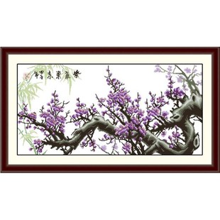 青飞精准印布紫气东来十字绣梅开五福红梅报春图梅花客厅有钻石画