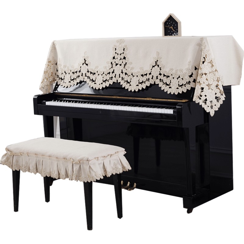 美式乡村钢琴巾布艺简约现代钢琴盖巾刺绣钢琴防尘盖布钢琴罩琴披