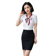短袖衬衣工作服夏装饭店前台ol衬衫1